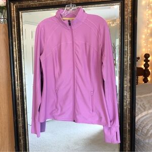 Light Athletic Full Zip Jacket - Pockets | Thumbholes | Workout | Purple Pink
